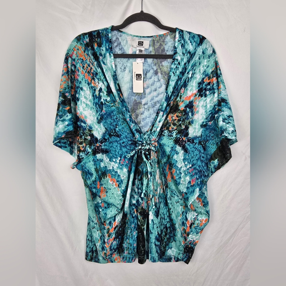 Laundry by Design NWT Everglade Multicolored Abstract Kimono Bikini Cover-up Top